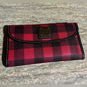 Dooney & Bourke Red and Black Buffalo Plaid Vintage Wallet